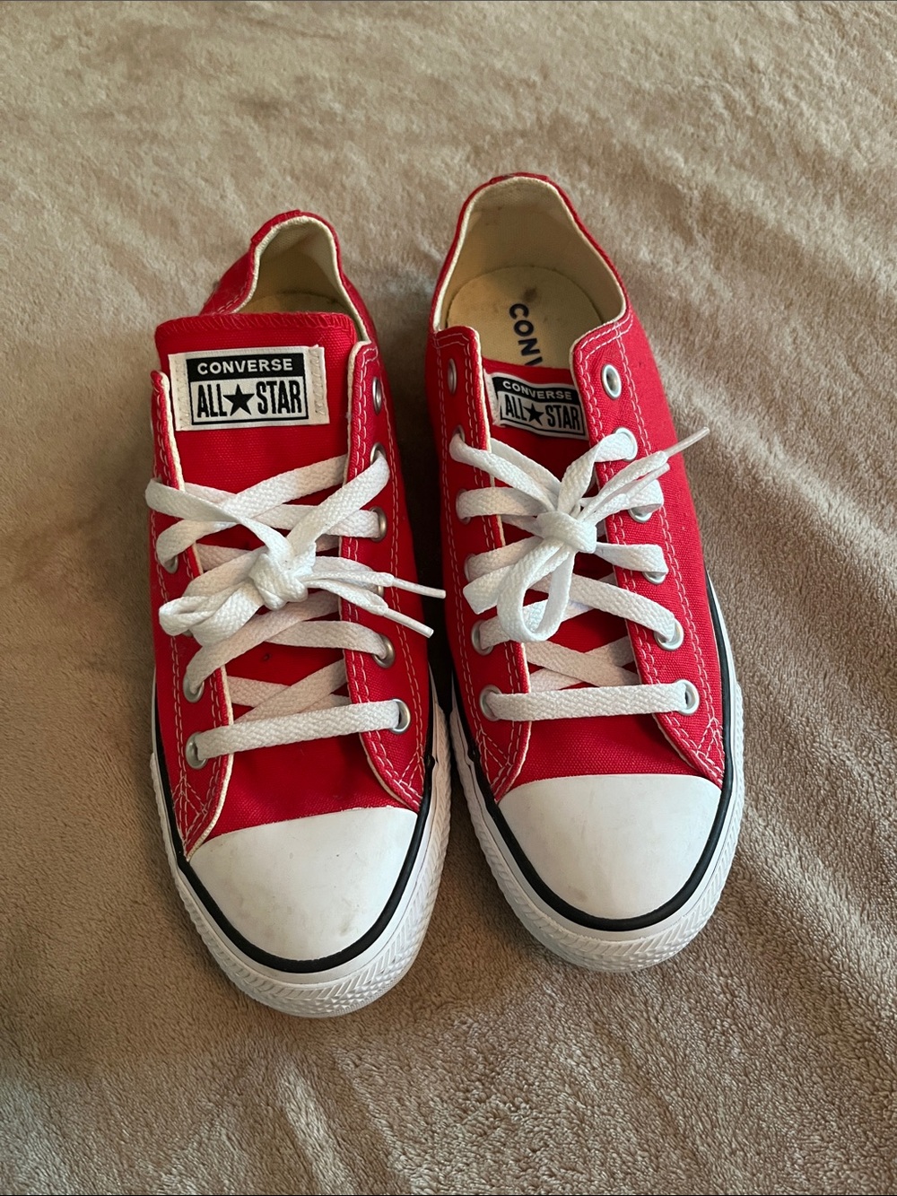 Converse Kids Red Low-Top Canvas Sneakers with White Accents